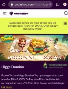 Codashop Higgs Domino Island Top Up Via Pulsa 2023