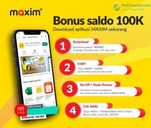 Aba-Aba Promo Maxim 2023 → Bonus 100 Ribu + Potongan Harga 10% / Trip