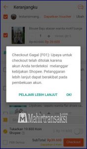 11 Trik Menanggulangi Gagal Checkout Shopee F01 Dan F05 Terbaru